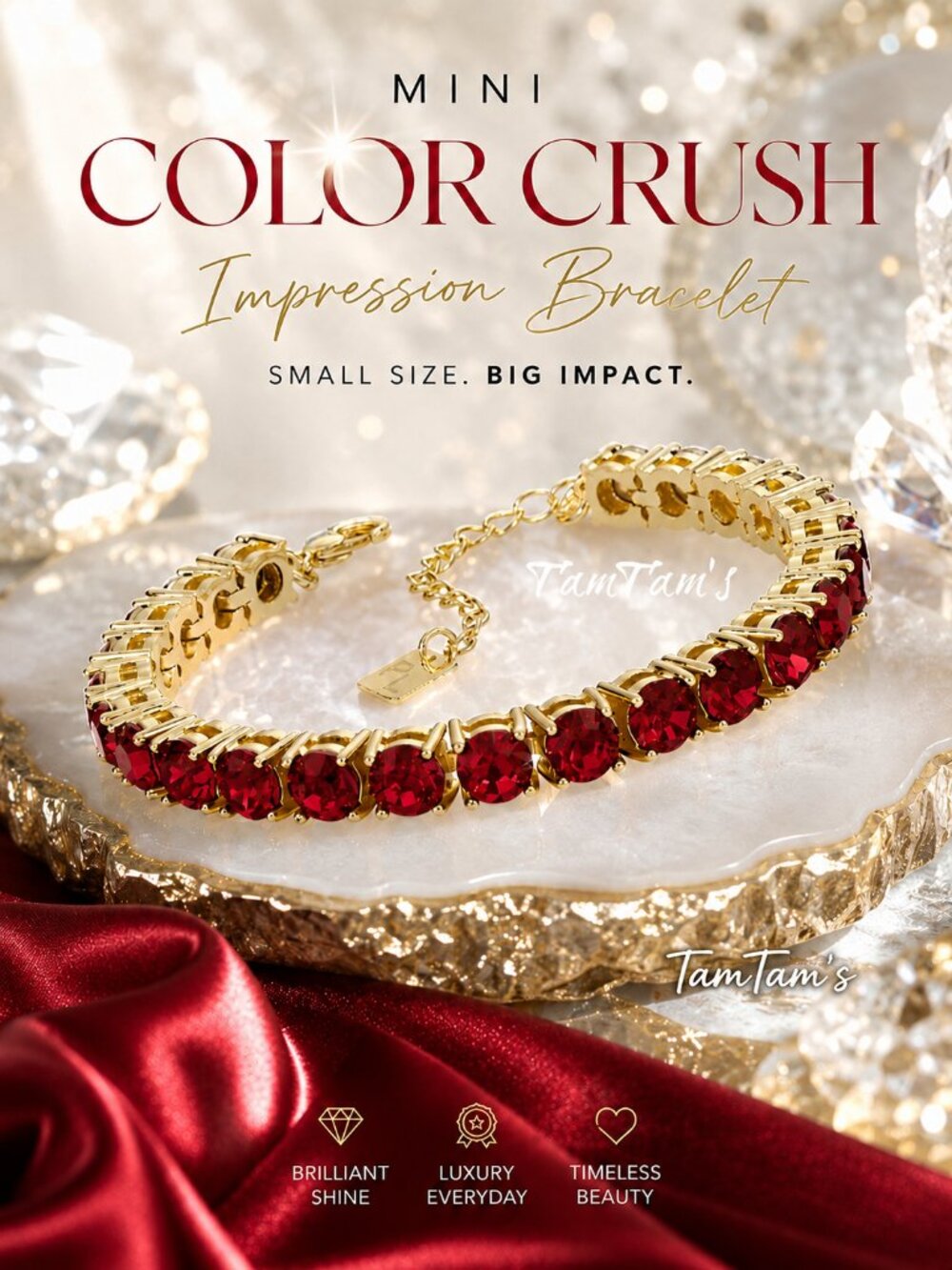 NWT Park Lane Mini Red Gold Impression Tennis Bracelet